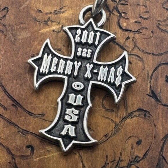 TRAVIS WALKER Double Cross Xmas 2001 Cross Pendant 925 W/Pouch & guarantee card - Picture 3 of 12